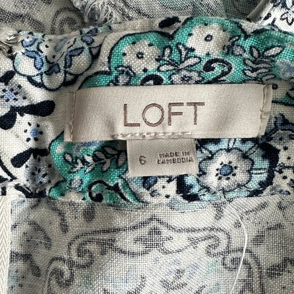 LOFT| Paisley Ruffle Wrap Skirt | Blue | Size: 6 - Picture 9 of 10